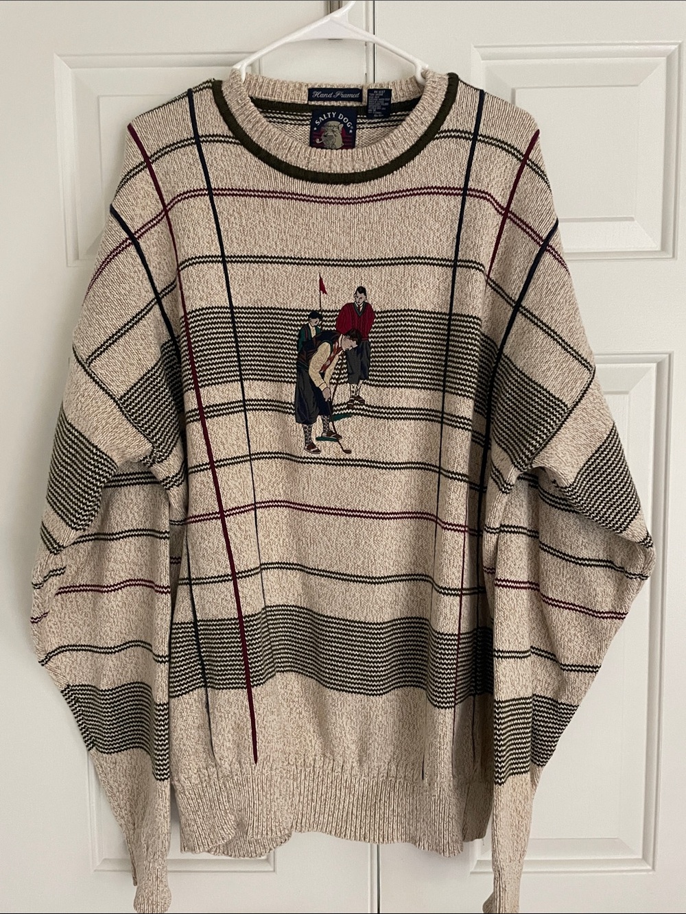 Vintage Salty Dog by Gant Cream Crewneck Sweater with Golf Embroidery